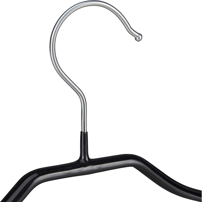 Relaxdays Non-Slip Clothes Hangers, Set of 30, Shirt Hangers, Blouse Hangers with Rubber Coating, Metal, 42 cm, Black