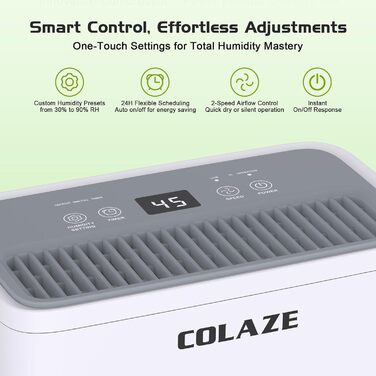 Електричний осушувач повітря COLAZE 20л/24г, для дому, підвалу, квартири, вітальні. Тиха робота, осушувач повітря для приміщень до 150м³ (50м²).