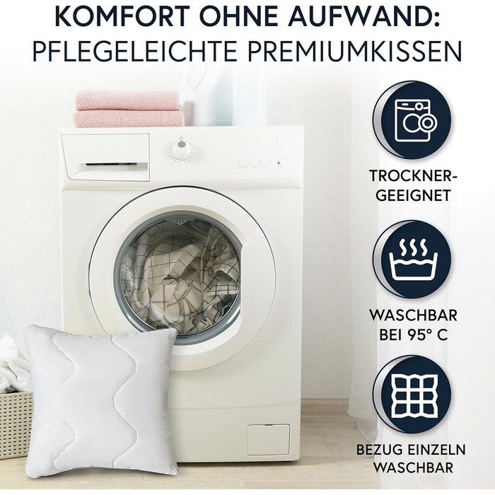 Подушки для дивану MOON Feeling 4 шт, 60x60 см, стьобані, наповнені, із застібкою-блискавкою, особливо щільні, пральні при 95°C, внутрішні подушки для дивану та ліжка
