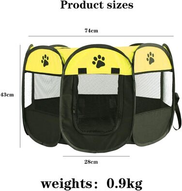 Клітка-загін для собак та цуценят, складана, 73x73x43 см, зелений