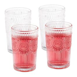Relaxdays Vintage Drinking Glasses, Set of 4, 13.5 oz