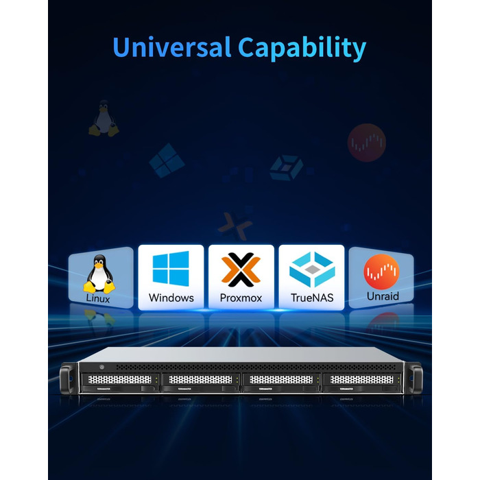 TERRAMASTER D4-320U: 4-слотове HDD корпус для монтажу в стійку з USB 3.2 Gen2 та 10 Gbit/s інтерфейсом, Hot-Swap, Plug-and-Play (без жорсткого диска)