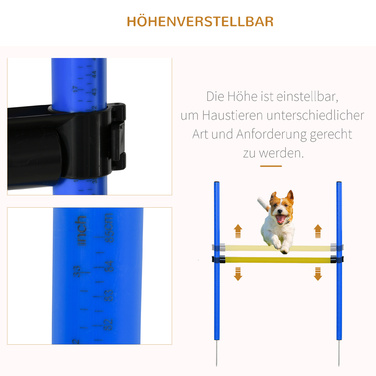 PawHut Dog Agility Set Training Equipment with Tunnel, Weave Poles, Hurdle, and Start Box for Active Dog Training Blue