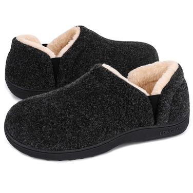Чоловічі теплі зимові капці LongBay з ефектом пам'яті (Memory Foam), закриті, темно-сірі, розмір 42/43 EU