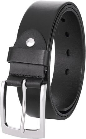 Чоловічий шкіряний ремінь BELTER 38 мм, чорний. Джинсовий ремінь з подарунковою коробкою, розмір L (32W-35W, 105 см)