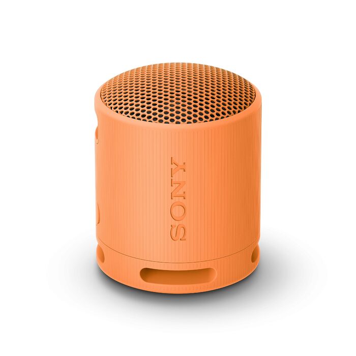 Портативна Bluetooth колонка Sony SRS-XB100 помаранчевого кольору: вологозахист IP67, до 16 год роботи, з ремінцем