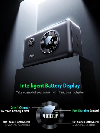 Акумулятор NP-FW50 для Sony + Powerbank 12400mAh з USB-C та Smart Display: ZV-E10, Alpha, RX10