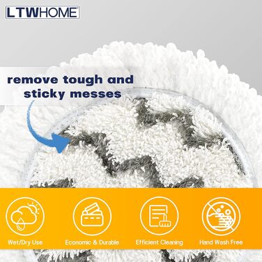 LTWHOME 16cm Mop Pads Set Suitable for Floating Mop 1 pc. M30457 (10 pieces)