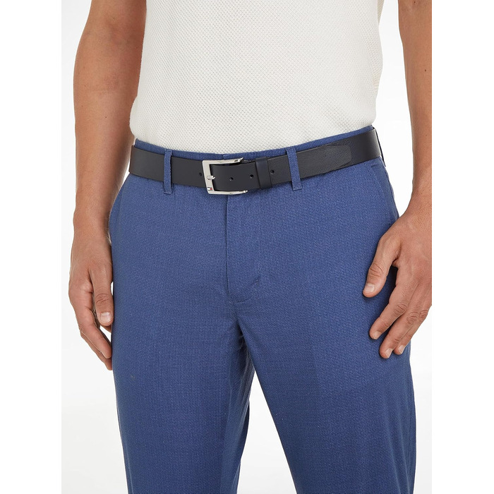 Чоловічий шкіряний ремінь Tommy Hilfiger New Aly Belt, колір блакитний (Midnight)