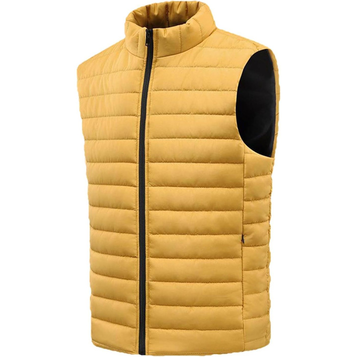 Чоловіча степкова жилетка з коміром, легка зимова жилетка, тепла робоча жилетка, спортивна жилетка з кишенями, для гольфу, піших прогулянок, жовта, XS