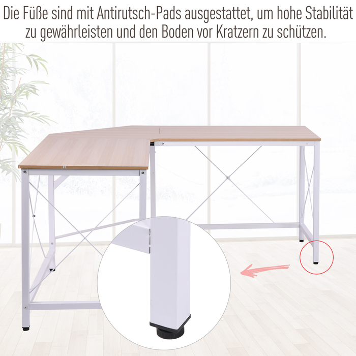 HOMCOM L-Shaped Desk Corner Desk 150x150x76cm Corner Desk Made of MDF in Natural Color for Home Office & Study