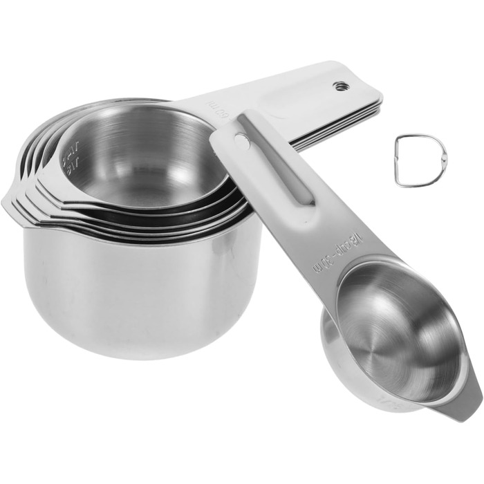 Amosfun 3-Piece Measuring Spoon Set Baking Utensils Adjustable Bowl Holder Clip Shot Glass Measuring Cup Spice Measuring Spoon Cooking Spoon Teacup Measuring Cup Measuring Cup for Measuring Stainless Steel Silver