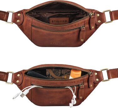 STILORD 'Orson' поясна сумка з натуральної шкіри, на пояс, на стегно, для чоловіків та жінок - регульований ремінь, захист від крадіжки та вологості, колір: Brandy - Cognac