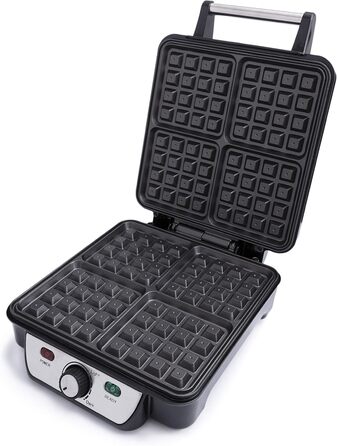 Adler Camry 4-Waffle Maker - 1500W Power, Adjustable Temperature, Black & Silver