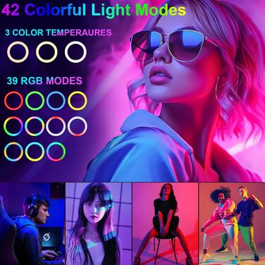 Кільцеве світло PEYOU 30 см зі штативом 183 см, 42 режими RGB, регульована яскравість, для телефону, макіяжу, TikTok, YouTube, фотографії