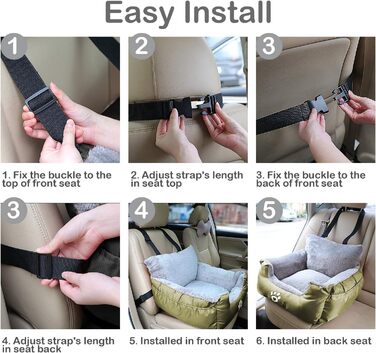 Автокрісло для собак та котів Fareyy, підняття для тварин, подорож, з сумкою та страхувальним ременем, водовідштовхувальне, тепле, плюшеве, зелене