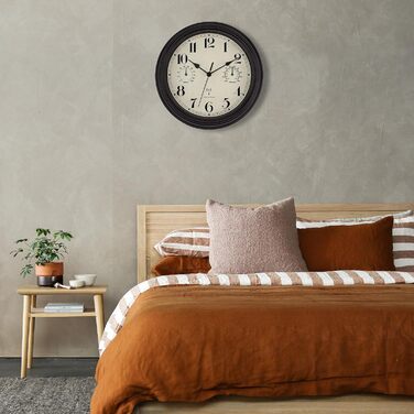 Foxtop Funk Wall Clock, Indoor Outdoor Weatherproof Wall Clock with Temperature Display and Hygrometer, No Ticking Sounds Silent Retro Clock for Terrace Bathroom Kitchen Living Room Home Decor (Bronze, 30cm)