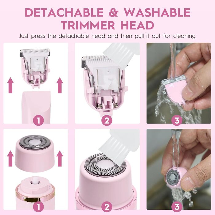 Триммер для жінок, електробритва з двома лезами, для тіла та бікіні, водонепроникний IPX7, рожевий