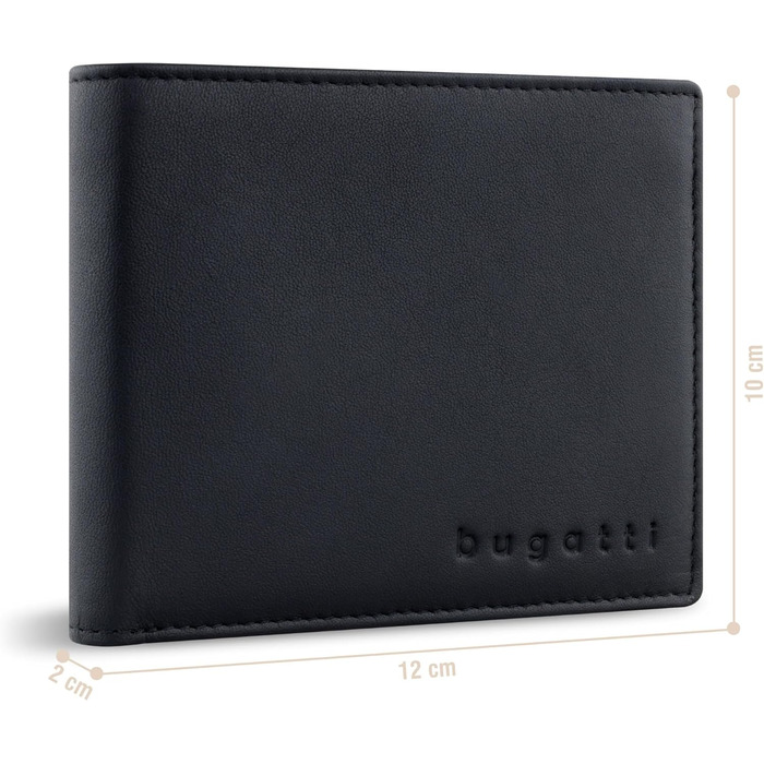 Bugatti Lima Wallet for Men, Genuine Leather, Black Crossbody Wallet