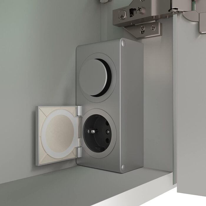 Дзеркальна шафа для ванної кімнати AQUABATOS з розеткою та підсвічуванням LED, 50x70 см. Шафа для ванної кімнати з дзеркалом, інфрачервоний датчик, регулювання яскравості, проти запотівання, холодне біле світло.