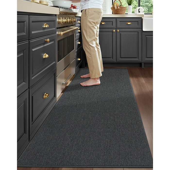 Килимок кухонний неслизький, 61x183 см, сірий, 4 мм, для кухні, перед пральною машиною, коридору