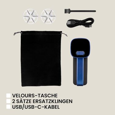 ZEEGMA LINTEE Чорний Фетрошліфувальник Електричний для різних тканин, 5W, 3 набори лез, 3 швидкості, контейнер 100 г, LCD дисплей, акумулятор 1800 mAh, LED підсвічування, USB-C кабель