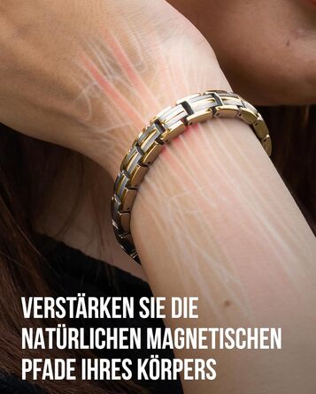 Браслет на магнітах MagnetRX® Ultrastarkes Titan для жінок – браслет з титану, регульований розмір, срібло та золото (5x міцність)