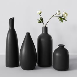 Ceramic Vase Set for Pampas Grass - 2pcs White (Large & Medium) - Modern Donut Style Matte Finish Decor for Home, Table, Shelf, Wedding & Party