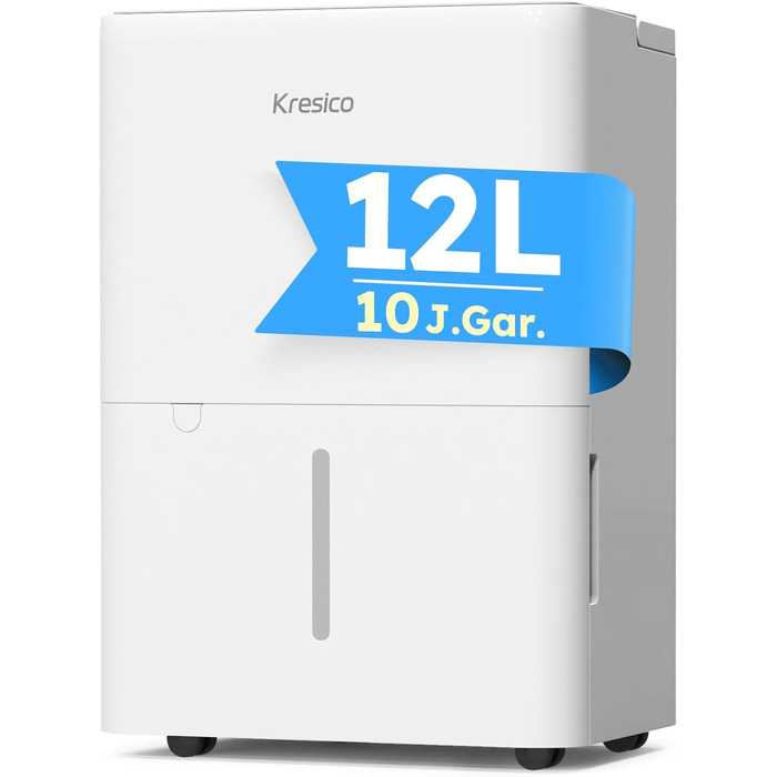 Електричний осушувач повітря Kresico 12L з таймером, фільтром та зливом, гарантія 10 років