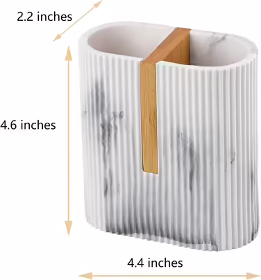 Rejomiik Toothbrush Holder, Electric Toothbrush Holder for Bathroom, Bamboo Toothbrush and Toothpaste Storage Organizer for Sink, Countertop, Marble White