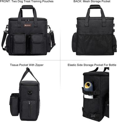 Переносна сумка для тварин, схвалена авіаперевізниками, комплект для подорожей з собакою/кішкою на вихідні, органайзер з багатофункціональними кишенями, Рожевий (S-чорний, L)