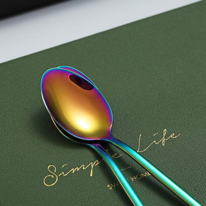 Набір ложок для коктейлів та напоїв Kyraton, 6 шт., нержавіюча сталь з чорним титановим покриттям