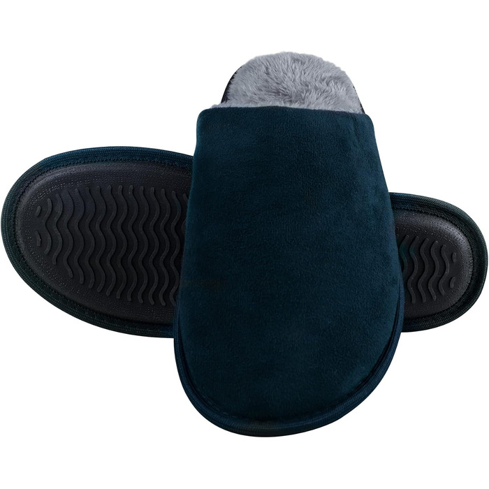 Тапочки чоловічі домашні, теплі, зручні, з плюшу, для дому та вулиці, розмір 38-47, синій/темно-синій, EU