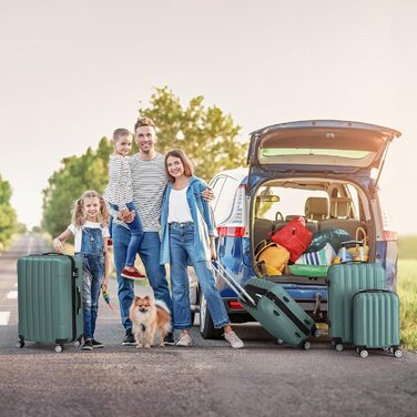 Набір валіз LEADZM 4 шт. з ABS, для подорожей, з телескопічною ручкою, ручна поклажа (Турквіс, смугастий)