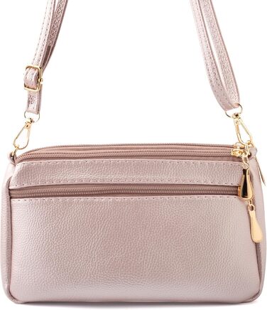 Сумка жіноча через плече маленька елегантна з тисненим візерунком, PU шкіра (Рожевий металік)