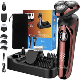 Електричний гострою для чоловіків Amurhey 5-в-1 з тримером, 3 насадки, 99 хв роботи, для сухого та вологого гоління, станція зарядки, подарунок для чоловіків