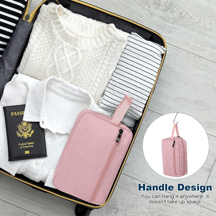 Чоловіча косметичка-органайзер для подорожей, велика жіноча косметичка, дорожня косметичка з подвійною блискавкою (#5 Рожевий)