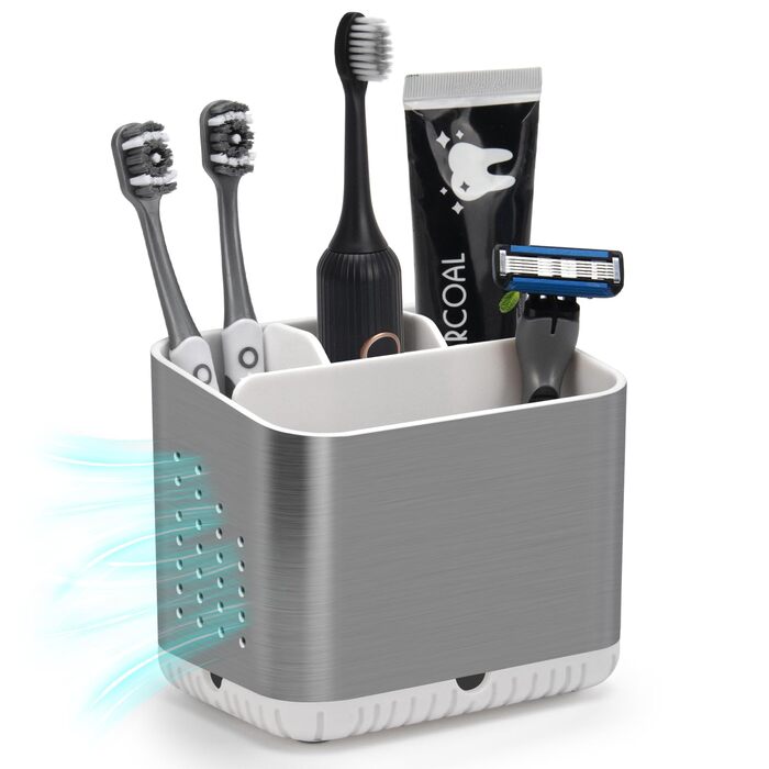 Тримач для зубних щіток електричних: органайзер для ванної кімнати, сірий