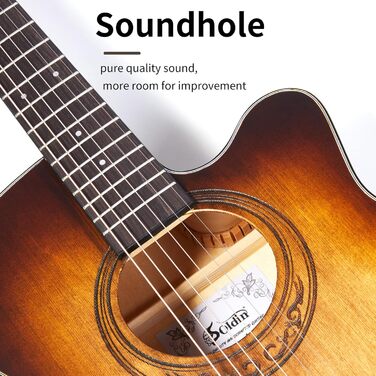 Акустична гітара Soldin 40 дюймів Premium з масивної соснової верхньої деки. Комплект: гітара, підставка, тюнер, ремінь, каподастр, струни, серветка, медіатори (коричневий)