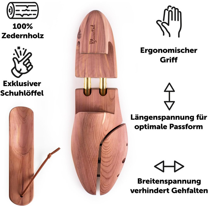 Blumtal TESTSIEGER Premium Shoe Stretcher Cedar Wood - Shoe Stretcher for Men and Women incl. Shoehorn - Shoe Expander ergonomic - Shoe Widener - Shoe Stretcher nurturing and odor-absorbing - Sizes 38-47