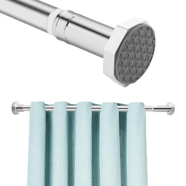 Регульована телескопічна штанга DEWEL для карнизів, душової кабіни, без свердління, 130-230см, срібна