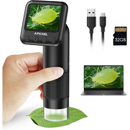 Портативний кишеньковий мікроскоп LCD 800x з LED підсвічуванням, USB підключення до ПК, SD-карта та слайди - MS008
