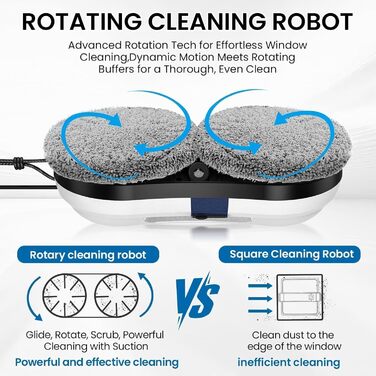 Робот для миття вікон Osmo RoboClean: автоматичний, з потужним всмоктуванням, розпиленням води, навігацією та визначенням країв для скла, дзеркал, плитки (внутрішнє/зовнішнє використання)