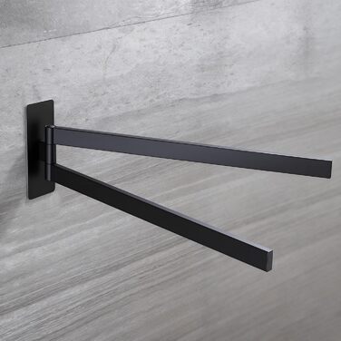 Підвісний тримач для рушників ZUNTO, 2 шт., поворотний 180°, не потребує свердління, нержавіюча сталь 304, для ванної та кухні, сріблястий (матова чорна), 40.8 см