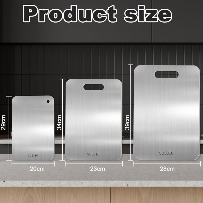 Набір титанових обробних дощок Titan (3 шт.) з нержавіючої сталі S316 - для м'яса, фруктів, овочів