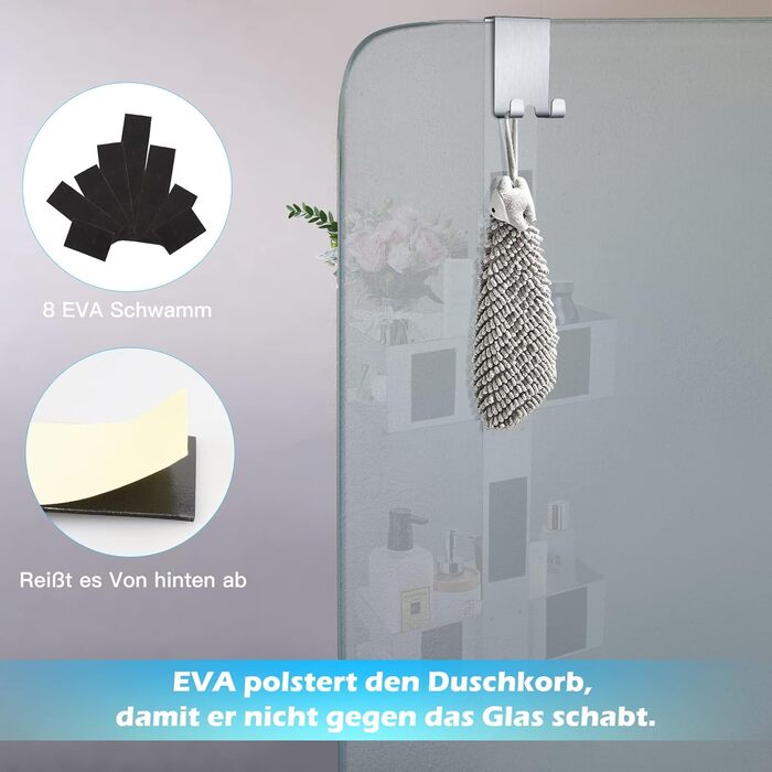Uuliyer Shower Shelf for Hanging, Stainless Steel SUS304 Shower Rack No Drilling Required for Frameless Glass Door, Shampoo Shower Gel Holder for Shower (Style A (Silver))