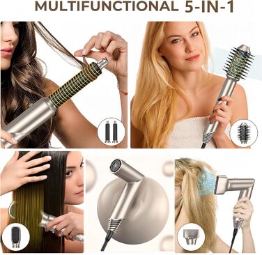 Airstyler 5 в 1: Фен-щітка, плойка для локонів, випрямляч волосся, чорний (Platin-gold)