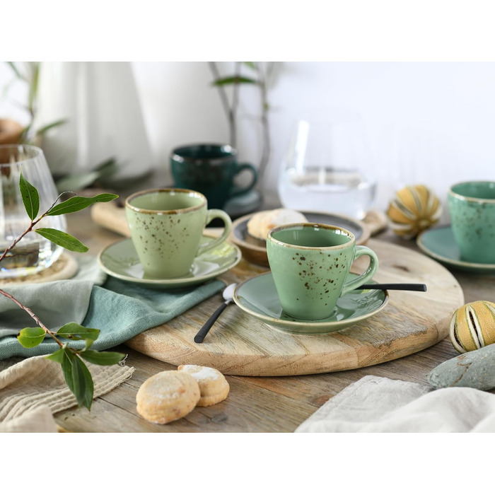 Набір посуду CreaTable Serie Nature Collection 8 предметів для 4 осіб, капучіно, кераміка, для мікрохвильовки та посудомийної машини