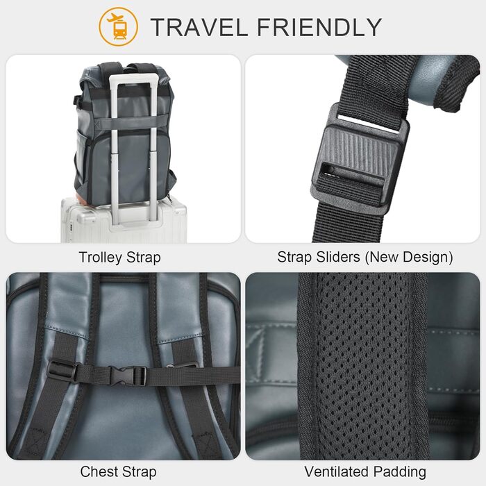 TARION Рюкзак для фотоапарата Kaera: водонепроникний рюкзак для фотокамери, рюкзак з відділенням для ноутбука 14 дюймів, рейнкавер (зелений, синій, M)