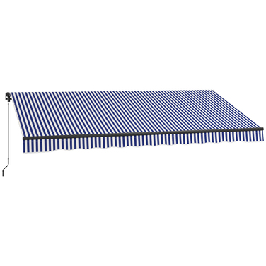 Outsunny Awning 4x3m Wall Mount Balcony Awning with Hand Crank, Sun Protection, Aluminum, Blue+White | Aosom